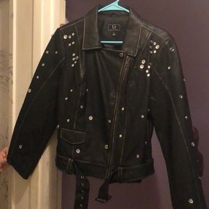 G by Giuliano faux leather rhinestone mojo jacket
